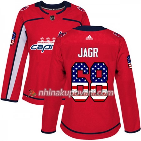 Washington Capitals Dresy Jaromir Jagr 68 2017-2018 USA Flag Fashion Černá Adidas Authentic - Dámské Washington Capitals Dresy Jaromir Jagr 68 2017-2018 USA Flag Fashion Černá Adidas Authentic - Dámské